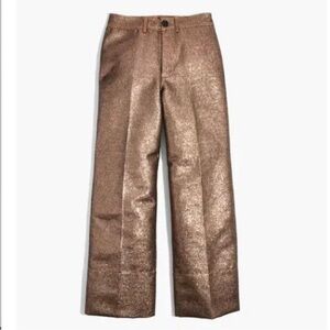 Madewell Emmett Wide-Leg Crop Pants in Metallic Gold Size 24
